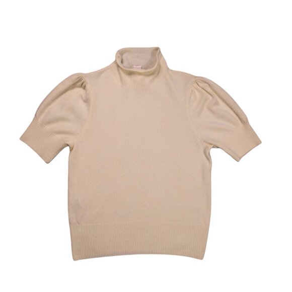 Cinq à Sept Tous Les Jours 100% Cashmere Puff Sleeve Mock Neck Sweater Size L - Picture 10 of 14